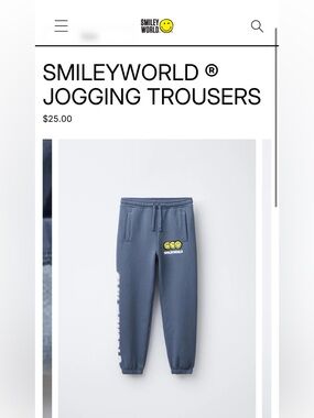 ZARA SMILEYWORLD JOGGING TROUSERS blue kids size 7Y 8Y NEW